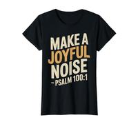 Make a Joyful Noise Psalm 100:1 Christian Bible Verse Value Graphic T-Shirt, Women, Black, S