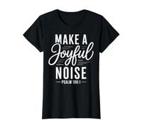 Make a Joyful Noise Psalm 100:1 Christian Bible Verse Value Graphic T-Shirt, Women, Black, XL