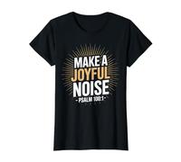 Make a Joyful Noise Psalm 100:1 Christian Bible Verse Value Graphic T-Shirt, Women, Black, XS