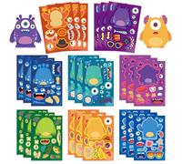 Make a Monster Face Stickers 24 PCS Monster Stickers for Kids Make Your Own Little Monster Stickers Sheets Monster Theme Crafts Party Game Cute Party Favors for Kids