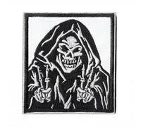 Make a Peace Sign Grim Reaper Death Skeleton Patch Funny Mental Health Morale Humor Tactical Military Embroidered Patches - Hook and Loop Fastener for Vest Backpack Bag Clothes Helmets for Adult