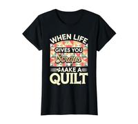 Make A Quilt Funny Quilting Quilter Value Graphic T-Shirt, Women, Black, S