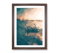 Make A Splash In Abstract Modern Framed Wall Art Print, Ready to Hang Picture for Living Room Bedroom Home Office Décor, Walnut A4 (34 x 25 cm)