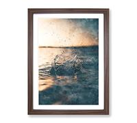 Make A Splash Painting Modern Framed Wall Art Print, Ready to Hang Picture for Living Room Bedroom Home Office Décor, Walnut A2 (64 x 46 cm)
