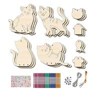 Make A Wind Chime, Create Your Own Wind Chimes, 12 Piece Wind Chimes Kit | Wooden Colouring Kit - Create Your Own Cat Birdhouse, Unfinished Fishbone Ornaments
