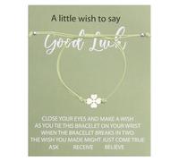 Make a Wish Bracelet, Good Luck Shamrock, Four Leaf Clover Charm Bracelets, Fashion Simple Lucky Thoughtful Gift for Good Luck at School College University Exams New Job (Light green)
