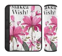 Make A Wish Floral Fuchsia 2 pcs car seat Strap Covers Stop seat Belt Cutting into Neck for SUV accesorios para carro