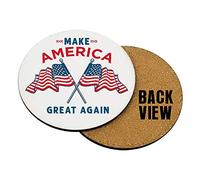 Make America Great Again with Flag Art Coaster, Tableware, Drinks Coaster, Office Desk Coffee-Tea Coaster Birthday Gift. (Round Coaster MDF)