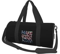 Make America Think Again American Flag Travel Luggage Duffel Bag Sports Rolling Foldable Duffel Bag, Black