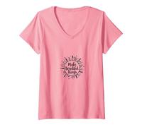 Make Beautiful Things: Artistic Inspiration V-Neck T-Shirt, Women, Pink, S