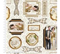 Make + Believe Art Deco - Debbi Moore 100% Cotton 110cm Wide 1920s Style Retro Vintage Fabric for Crafting, Quilting, Sewing, Home Décor