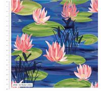 Make + Believe Fabrics 110cm Wide 100% Cotton British Waterways Sarah Payne Organic Digital Prints Premium Cotton Fabric (Water Lillies, Half Metre)
