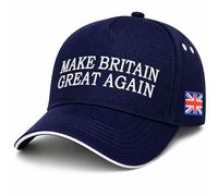 Make Britain Great Again Cap British Patriotic Baseball Cap Embroidered Union Jack Flag, Red, Navy Blue, Light Blue, White, Black Red Political hat Adjustable