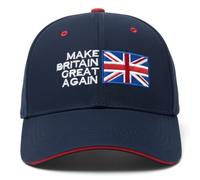 Make Britain Great Again Embroidered Union Jack Flag Cap, Premium British Patriotic Baseball Hat for Men Women, Adjustable UK Pride Slogan Hat, National Gift United Kingdom (UK, Alpha, One Size, Navy)
