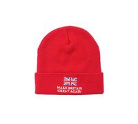 Make Britain Great Again Ski Hat Reform UK, Pro Trump Hat - Unisex, Heavy Duty Beanie Hat with Embroidered Union Jack (UK, Alpha, One Size, RED)