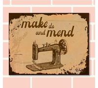 MAKE Do And MEND Sewing Machine Retro Metal Sign Tailor Bar Pub Plaque Vintage Gift