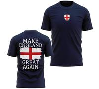 Make England Great Again Mens T Shirt St Georges Cross Large Back Print Patriotic Tee UK Pride Heritage English Top, XL, Navy
