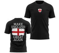 Make England Great Again Mens T Shirt St Georges Cross Large Back Print Patriotic Tee UK Pride Heritage English Top, XL, Black
