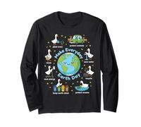 Make Everyday Earth Day Goose Science Teacher Kid Earth Day Long Sleeve T-Shirt
