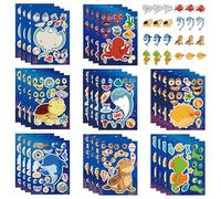 Make Face Stickers for Children, 32 Sheets Ocean Stickers, Party Bag Fillers for Kids, Cartoon Animal Sticker DIY Kits for Plane Activities Rewards, Birthday Party Supplies Gifts
