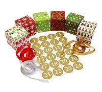 Make & Fill Your Own Advent Diy Calendar Children Vintage Christmas Tree Decoration With Boxes 24 Pcs Ribbon 1-24 (Ribbon Patterns)