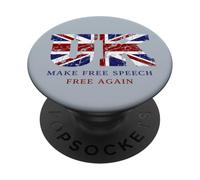 Make Free Speech Free Again: UK Flag Conservative Grunge PopSockets Adhesive PopGrip