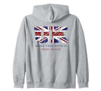 Make Free Speech Free Again: UK Flag Conservative Grunge Zip Hoodie