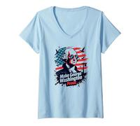 Make George Washington Proud V-Neck T-Shirt, Women, Baby Blue, L
