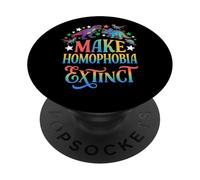 Make Homophobia Extinct Rainbow Dinosaur Pride PopSockets Adhesive PopGrip