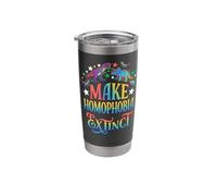 Make Homophobia Extinct Rainbow Dinosaur Pride Stainless Steel Insulated Tumbler