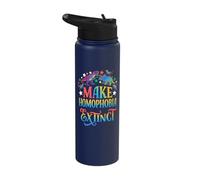 Make Homophobia Extinct Rainbow Dinosaur Pride Stainless Steel Insulated Water Bottle