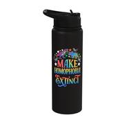 Make Homophobia Extinct Rainbow Dinosaur Pride Stainless Steel Insulated Water Bottle