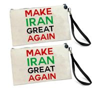 Make Iran Great Again Canvas Zip Pouch | Pencil Case, Makeup Bag & Small Travel Organizer | Wrist Strap Storage Bag