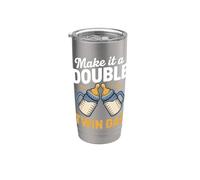 Make It a Double Funny Twin Dad New Dad Expecting Twins Stainless Steel Insulated Tumbler