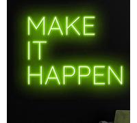 Make It Happen Neon Sign, Bold LED Quote Wall Light for Office, Studio, Gym or Room, Inspiring Modern Decor