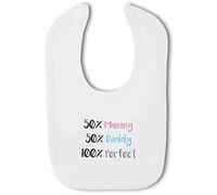 Make It Love It Sell It - 50% Mummy 50% Daddy 100% Perfect - Baby Hook And Loop Bib, Boy or Girl