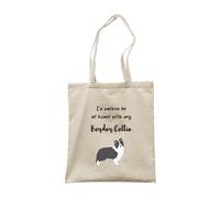 Make It Love It Sell It - I'd Rather Stay At Home With My Border Collie - Dog Breed Canvas Tote Bag, Double Sided