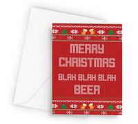 Make It Love It Sell It - Knitted Blah Blah Beer - A5 Christmas Card, A5, 350gsm