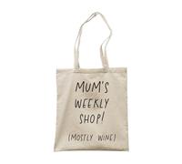 Make It Love It Sell It - Mum's Weekly Shop Mostly Wine - Funny Mother's Canvas Tote Bag, Single Sided