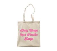 Make It Love It Sell It - Only Slags Use Plastic Bags - Funny Shopper, Friend Gift, Canvas Tote Bag, Double Sided