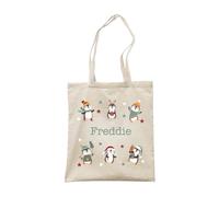Make It Love It Sell It - Personalised Christmas Penguins - Boy's Name Canvas Tote Bag