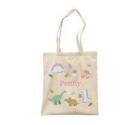 Make It Love It Sell It - Personalised Girl's Name - Children's Dinosaur Canvas Tote Bag