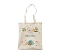Make It Love It Sell It - Personalised Name - Children's Frog Camping Canvas Tote Bag, Gift For Kids