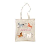 Make It Love It Sell It - Personalised Name - Children's Horse Riding Canvas Tote Bag