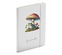 Make It Love It Sell It - Personalised Name Notebook - Frog And Toadstool White Journal Gift, 160 page, A5