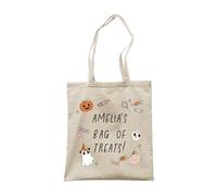 Make It Love It Sell It - Personalised Name's Bag Of Treats - Children's Halloween Trick Or Treat Canvas Tote Bag
