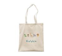 Make It Love It Sell It - Personalised New Baby Gift - Jungle Safari Animals Canvas Tote Bag