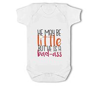 Make It Love It Sell It - Simply Wallart He may be little but he is a bad-ass - Baby Vest, 0-3 Months, Girl or Boy, New Born to 24mth