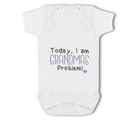 Make It Love It Sell It - Today, I am Grandmas Problem! Heart - Baby Vest, 3-6 Months, Girl or Boy, New Born to 24mth