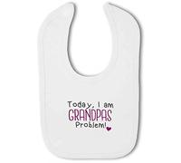 Make It Love It Sell It - Today, I am Grandpas Problem! Heart - Baby Hook and Loop Bib, Boy or Girl